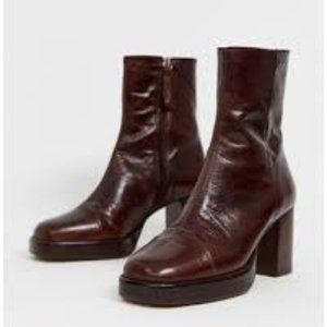 ASOS DESIGN Reunion premium leather platform boots